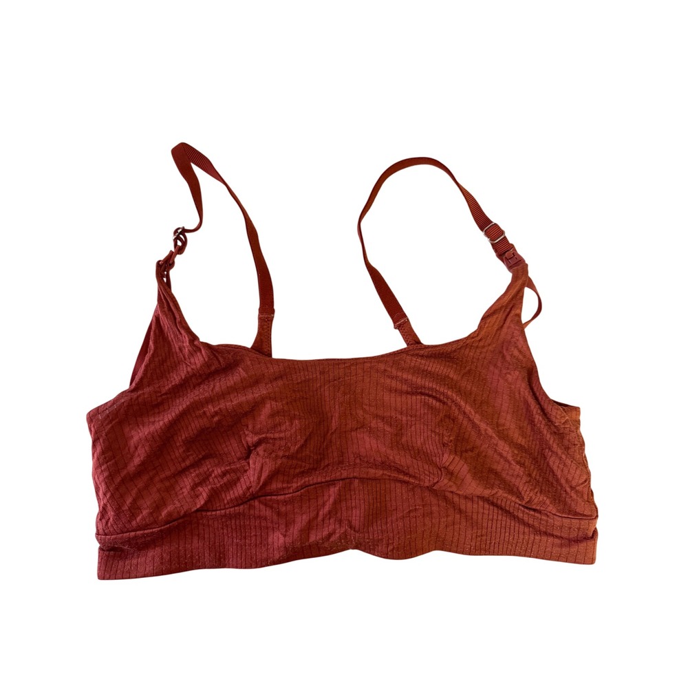 Bodily The Everything Bralette Women Small Rust Ribbed Nursing Maternity